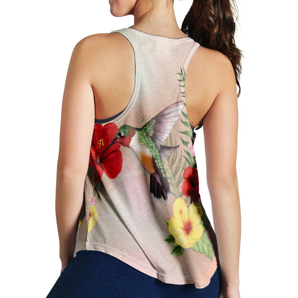 Hawaiian Hummingbirds Hibiscus Polynesian Racerback Tank - AH - Polynesian Pride