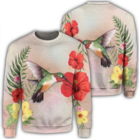 Hawaiian Hummingbirds Hibiscus Polynesian Sweatshirt - AH Unisex Black - Polynesian Pride