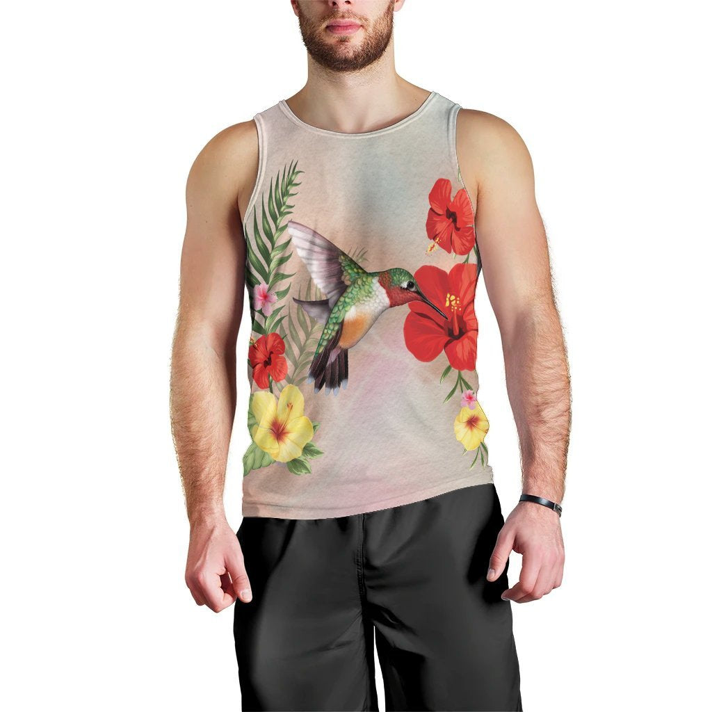 Hawaiian Hummingbirds Hibiscus Polynesian Tank Top - AH Black - Polynesian Pride
