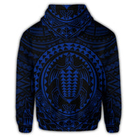 Hawaiian Kakau Honu Arc Polynesian Blue Zip Hoodie - Polynesian Pride