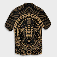 Hawaiian Kakau Honu Arc Polynesian Gold Hawaiian Shirt - AH - Polynesian Pride