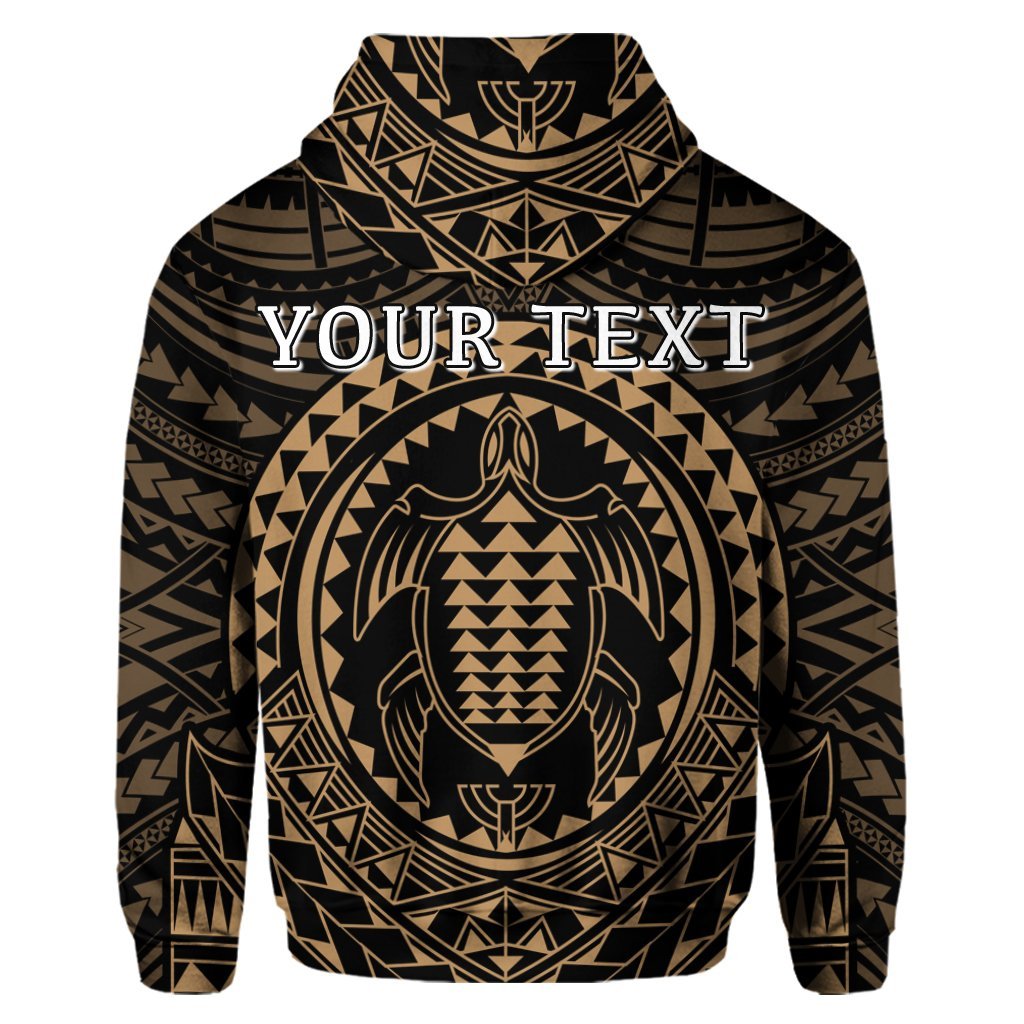 Custom Hawaiian Kakau Honu Arc Polynesian Gold Hoodie - Polynesian Pride