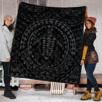 Hawaiian Kakau Honu Arc Polynesian Gray Premium Quilts - AH - Polynesian Pride