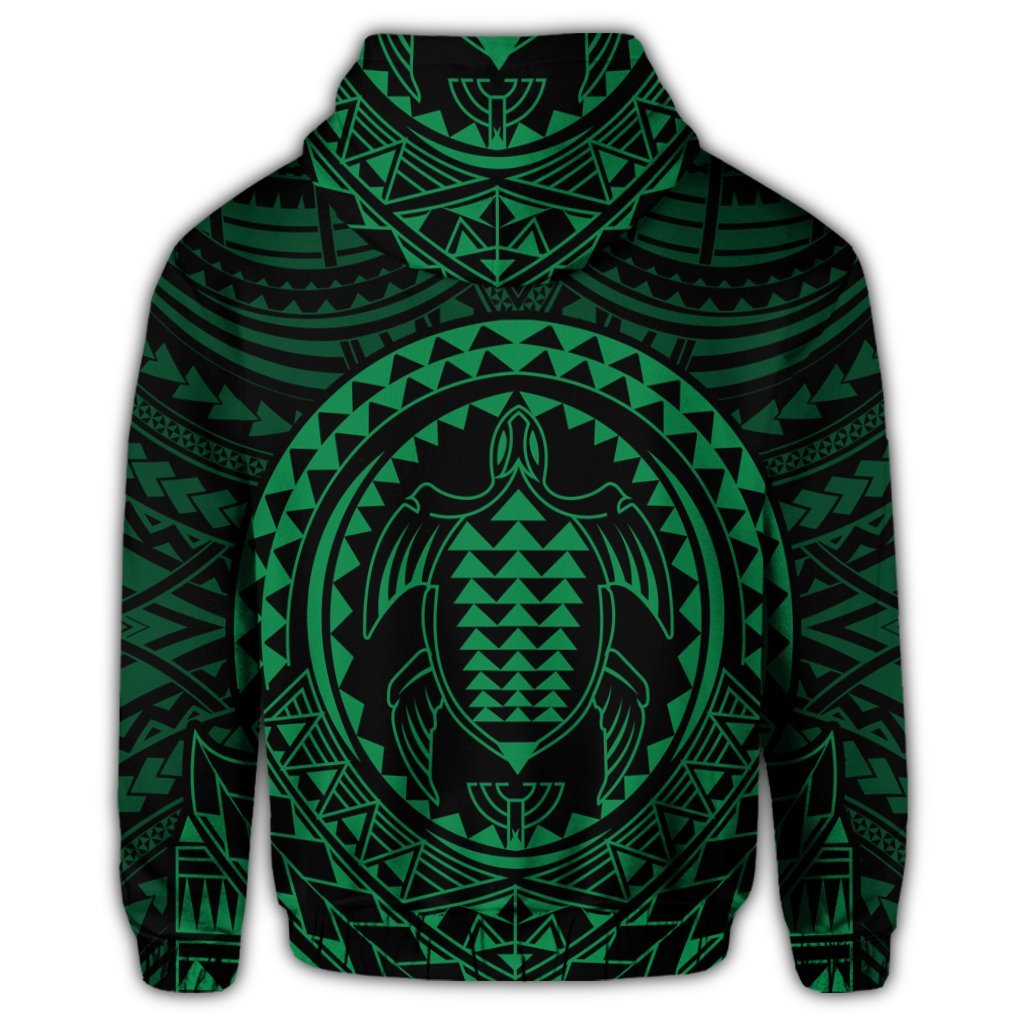 Hawaiian Kakau Honu Arc Polynesian Green Hoodie - Polynesian Pride