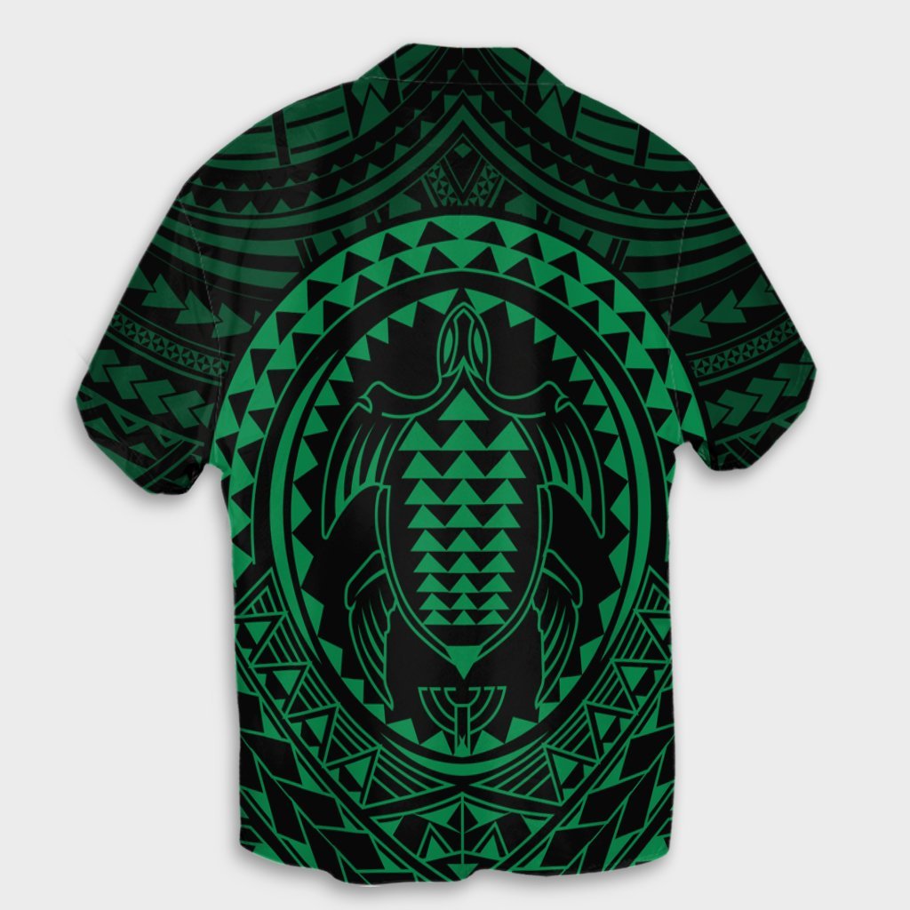 Hawaiian Kakau Honu Arc Polynesian Green Hawaiian Shirt - AH - Polynesian Pride