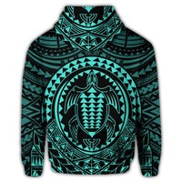 Hawaiian Kakau Honu Arc Polynesian Turquoise Hoodie - Polynesian Pride