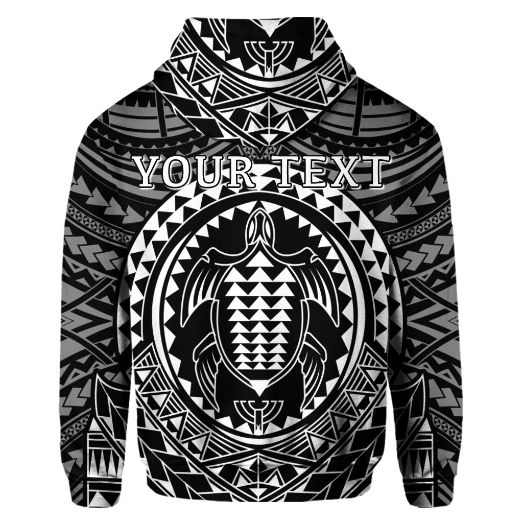 Custom Hawaiian Kakau Honu Arc Polynesian White Hoodie - Polynesian Pride