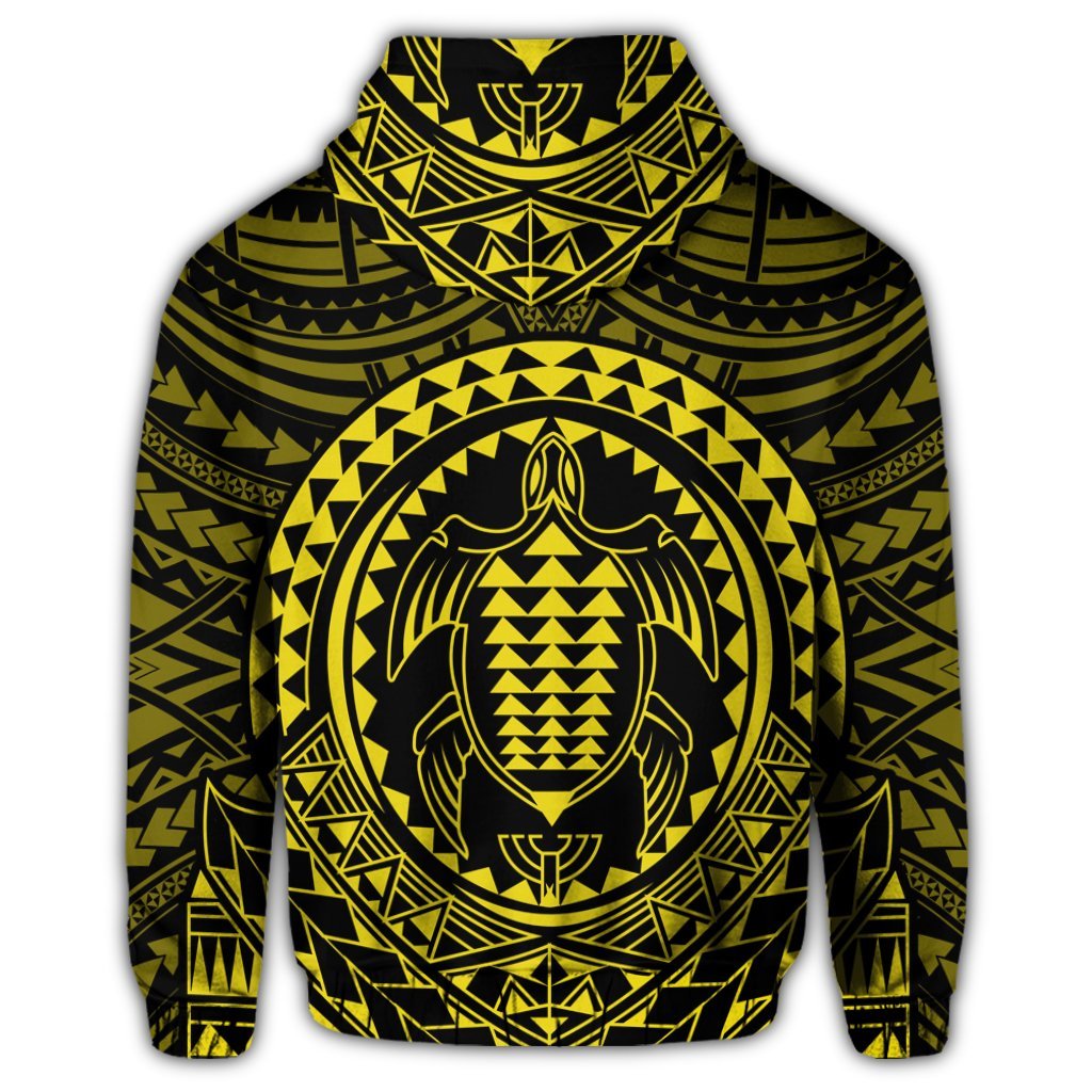 Hawaiian Kakau Honu Arc Polynesian Yellow Zip Hoodie - Polynesian Pride