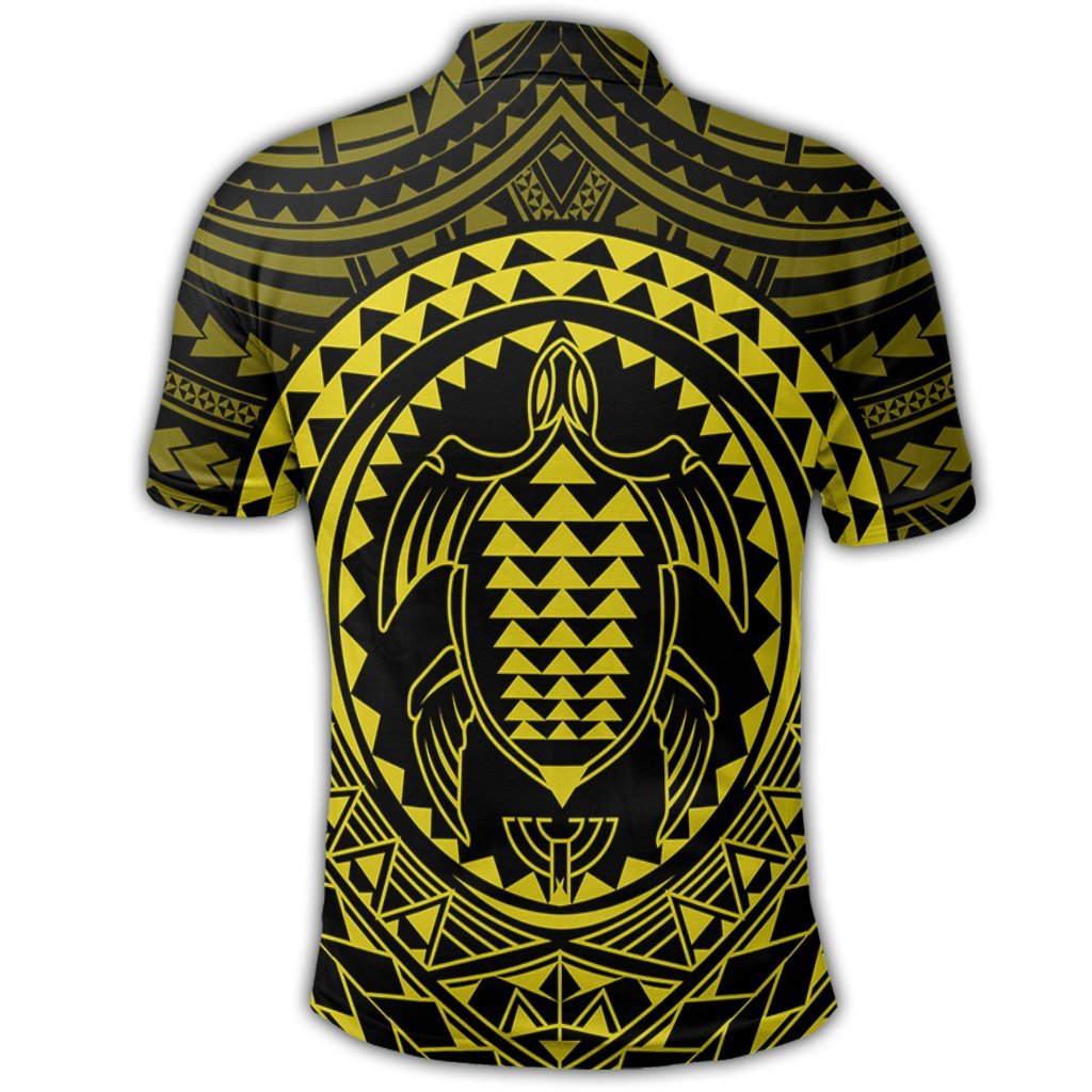 Hawaiian Kakau Honu Arc Polynesian Yellow Polo Shirt - Polynesian Pride
