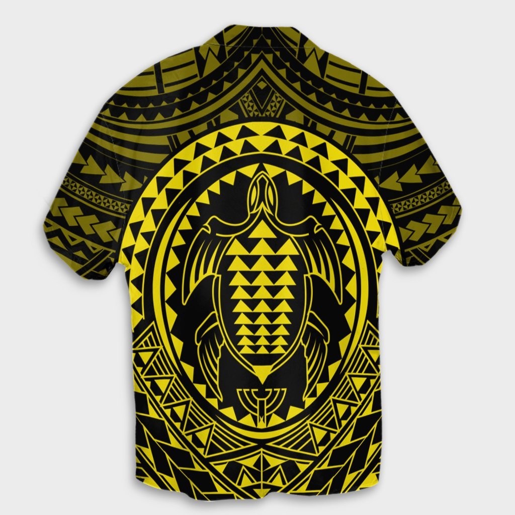Hawaiian Kakau Honu Arc Polynesian Yellow Hawaiian Shirt - AH - Polynesian Pride