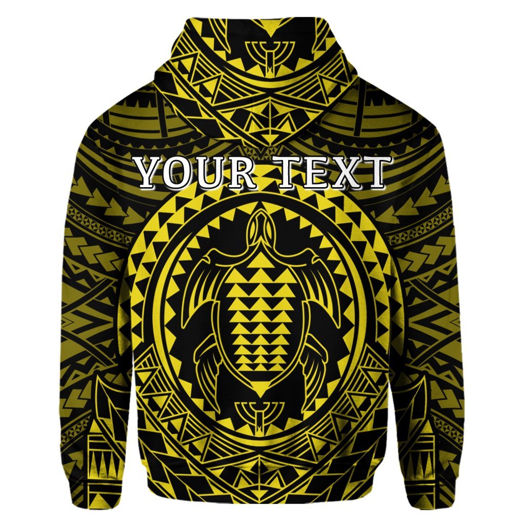 Custom Hawaiian Kakau Honu Arc Polynesian Yellow Hoodie - Polynesian Pride