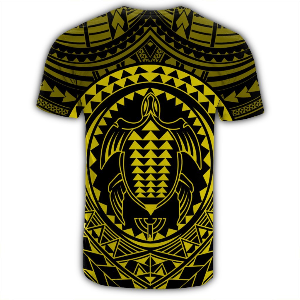 Hawaiian Kakau Honu Arc Polynesian Yellow T Shirt - Polynesian Pride