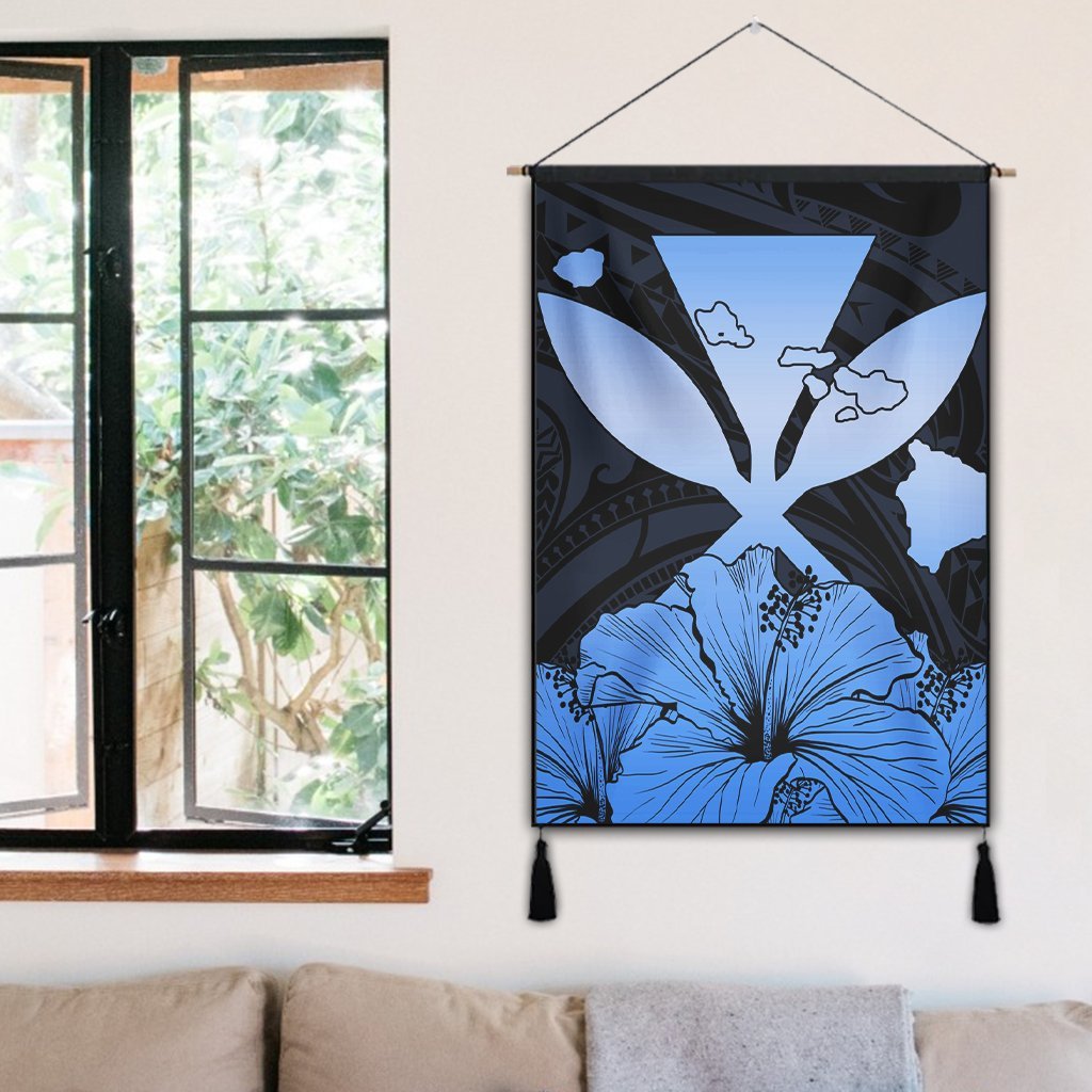 Hawaiian Kanaka Hanging Poster Hibiscus Polynesian Love - Blue - AH - Polynesian Pride