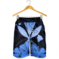 Hawaiian Kanaka Men's Shorts Hibiscus Polynesian Love - Blue - AH - Polynesian Pride