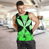 Hawaiian Kanaka Tank Top Hibiscus Polynesian Love - Green - AH - Polynesian Pride