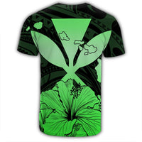 Hawaiian Kanaka T Shirt Hibiscus Polynesian Love Green - Polynesian Pride