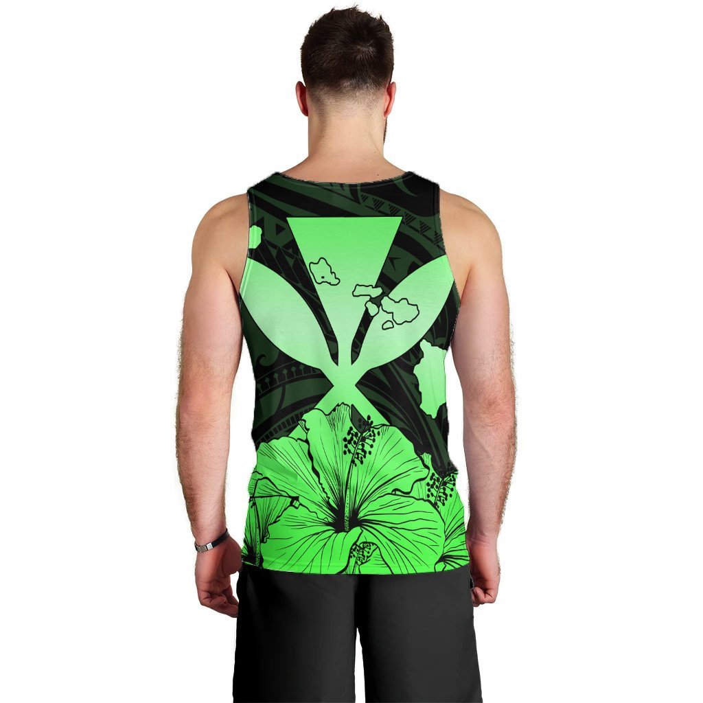 Hawaiian Kanaka Tank Top Hibiscus Polynesian Love - Green - AH - Polynesian Pride