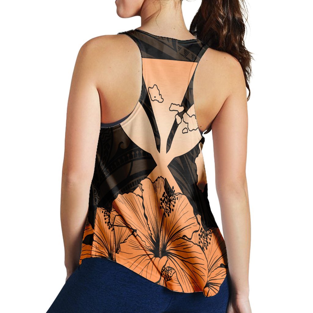 Hawaiian Kanaka Racerback Tank Hibiscus Polynesian Love - Orange - AH - Polynesian Pride