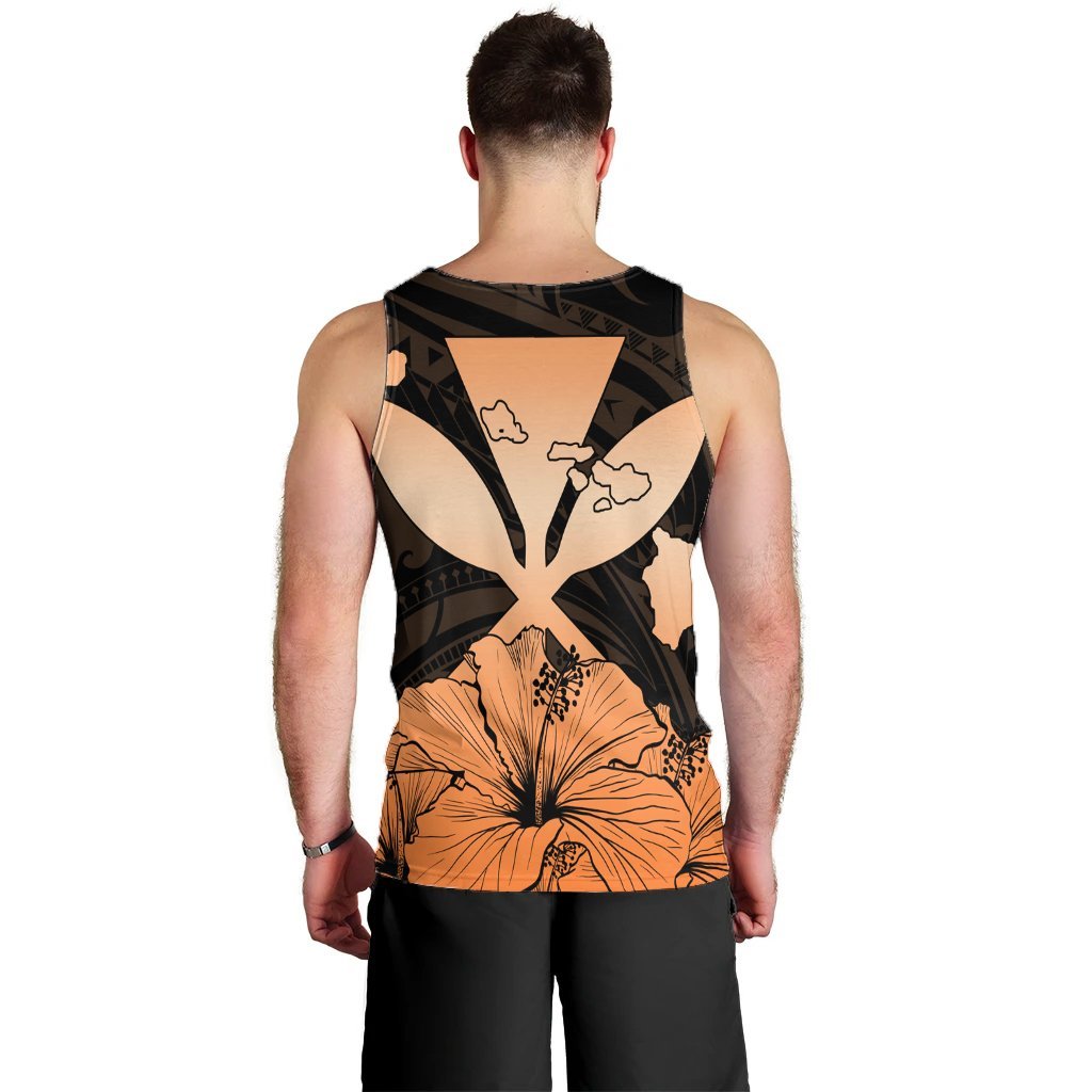 Hawaiian Kanaka Tank Top Hibiscus Polynesian Love - Orange - AH - Polynesian Pride