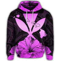 Hawaiian Kanaka Hoodie Hibiscus Polynesian Love Pink - Polynesian Pride