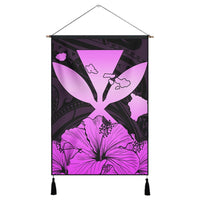 Hawaiian Kanaka Hanging Poster Hibiscus Polynesian Love - Pink - AH Hanging Poster Cotton And Linen - Polynesian Pride