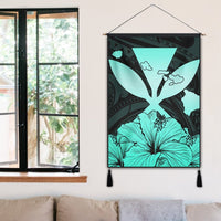 Hawaiian Kanaka Hanging Poster Hibiscus Polynesian Love - Turquoise - AH - Polynesian Pride