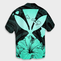 Hawaiian Kanaka Hawaiian Shirt Hibiscus Polynesian Love - Turquoise - AH - Polynesian Pride