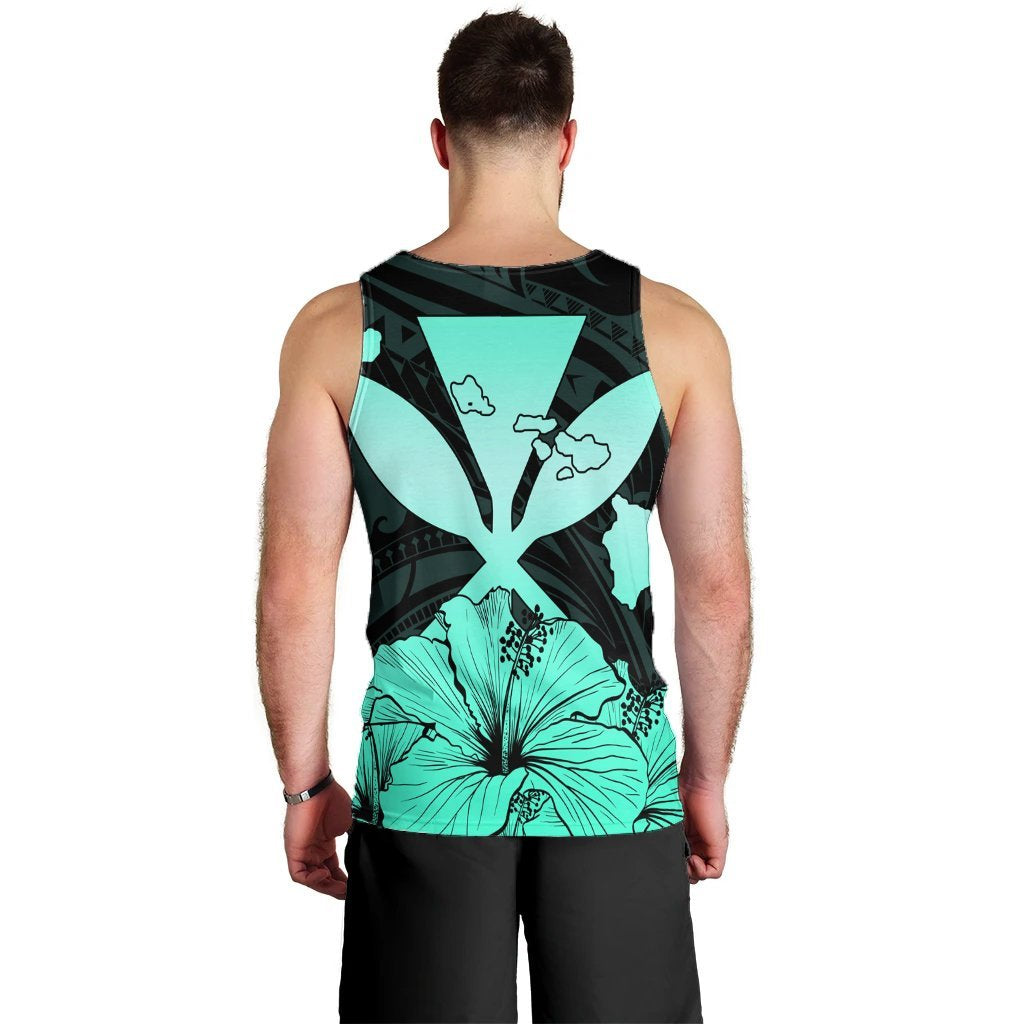 Hawaiian Kanaka Tank Top Hibiscus Polynesian Love - Turquoise - AH - Polynesian Pride