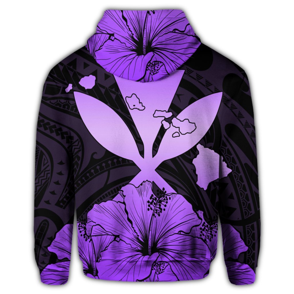 Hawaiian Kanaka Zip Hoodie Hibiscus Polynesian Love Violet - Polynesian Pride