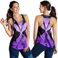 Hawaiian Kanaka Racerback Tank Hibiscus Polynesian Love - Violet - AH Black - Polynesian Pride