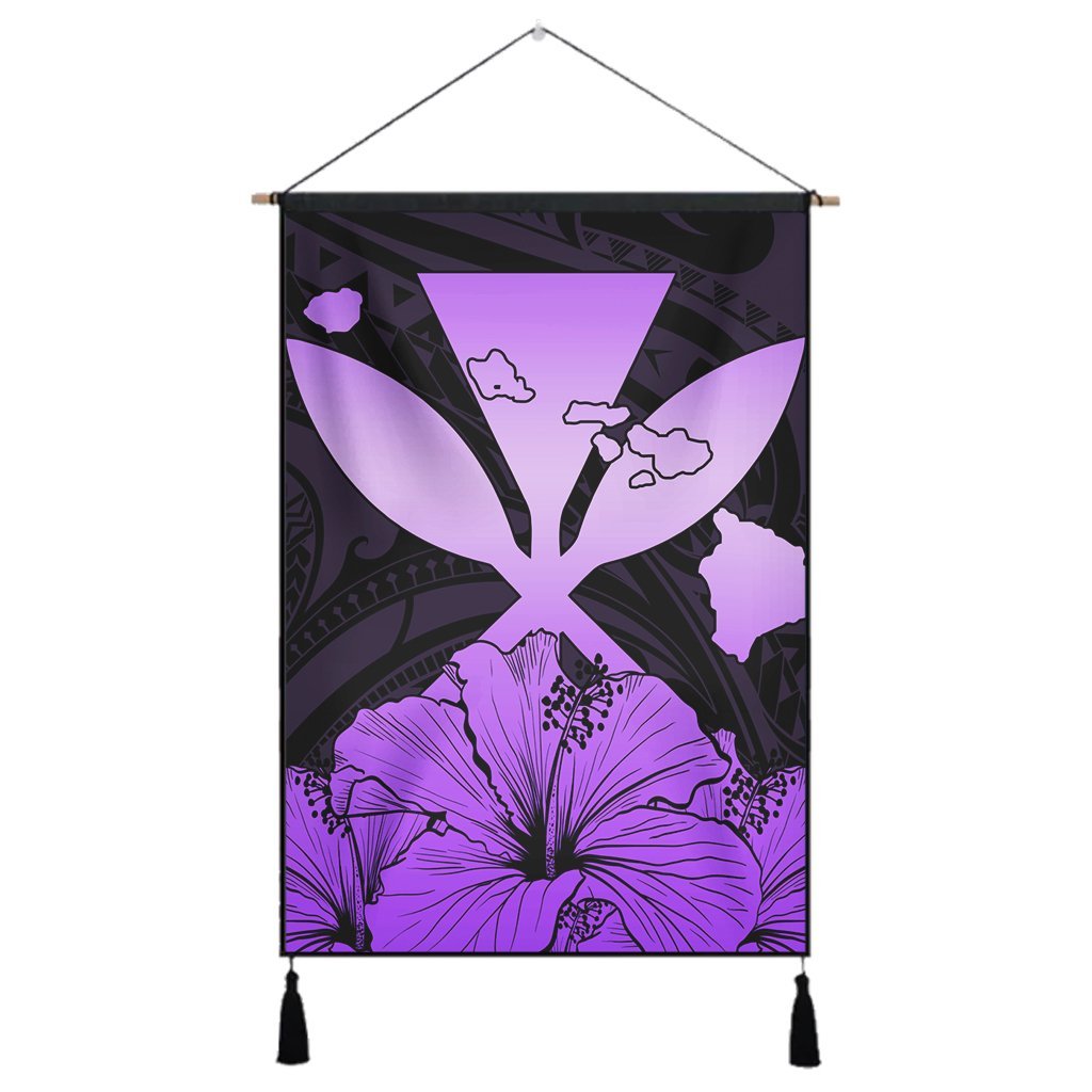 Hawaiian Kanaka Hanging Poster Hibiscus Polynesian Love - Violet - AH Hanging Poster Cotton And Linen - Polynesian Pride
