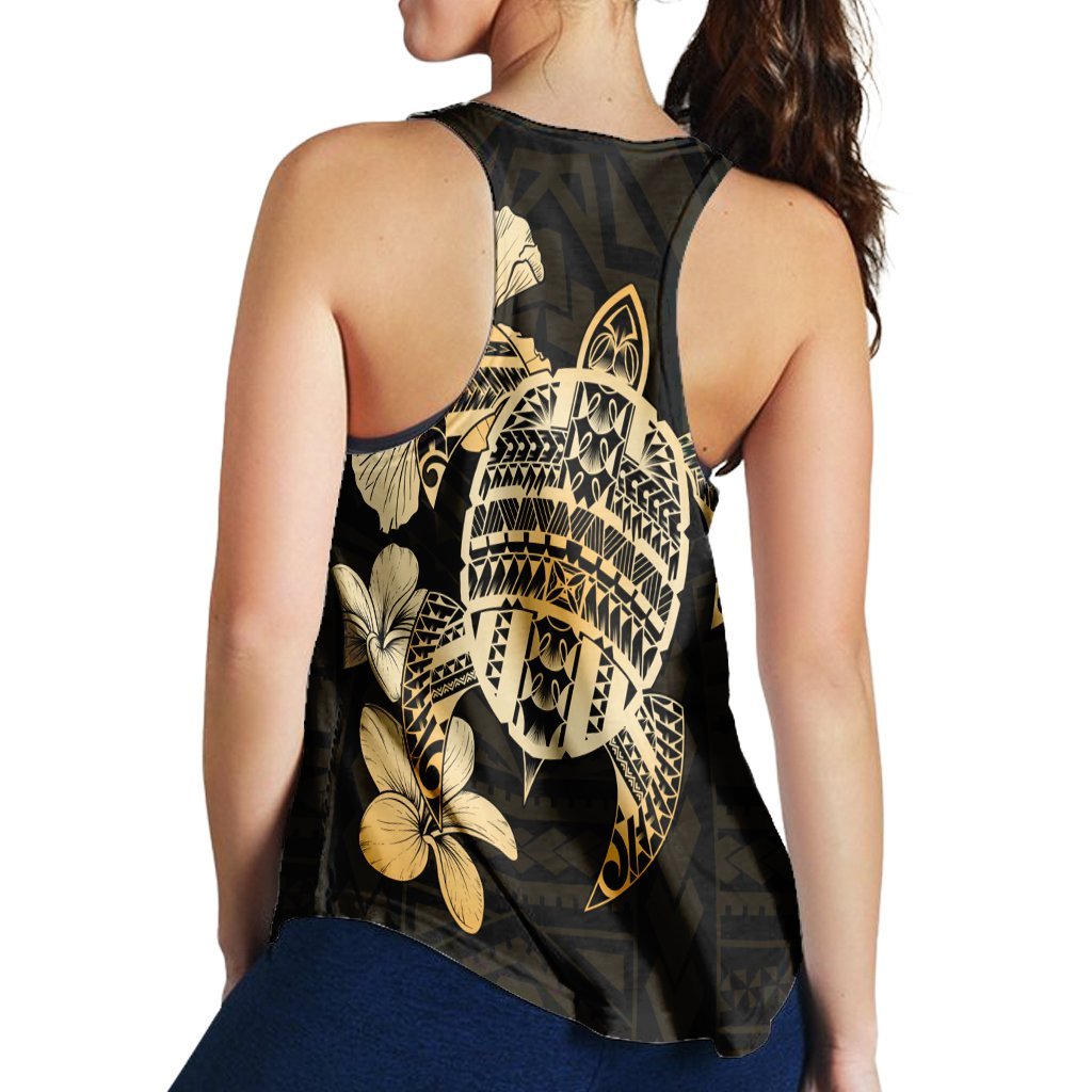 Hawaiian Kanaka Hibiscus Plumeria Mix Polynesian Turtle Racerback Tank - AH - Polynesian Pride