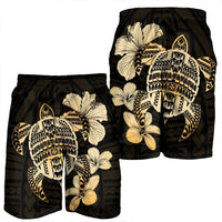 Hawaiian Kanaka Hibiscus Plumeria Mix Polynesian Turtle Men's Shorts - AH - Polynesian Pride