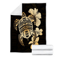 Hawaiian Kanaka Hibiscus Plumeria Mix Polynesian Turtle Premium Blankets - AH - Polynesian Pride