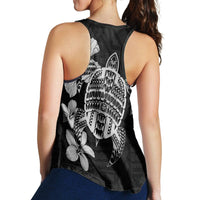 Hawaiian Kanaka Hibiscus Plumeria Mix Polynesian Turtle Racerback Tank - Gray - AH - Polynesian Pride