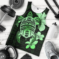 Hawaiian Kanaka Hibiscus Plumeria Mix Polynesian Turtle Tank Top - Green - AH - Polynesian Pride