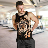 Hawaiian Kanaka Hibiscus Plumeria Mix Polynesian Turtle Tank Top - Orange - AH - Polynesian Pride