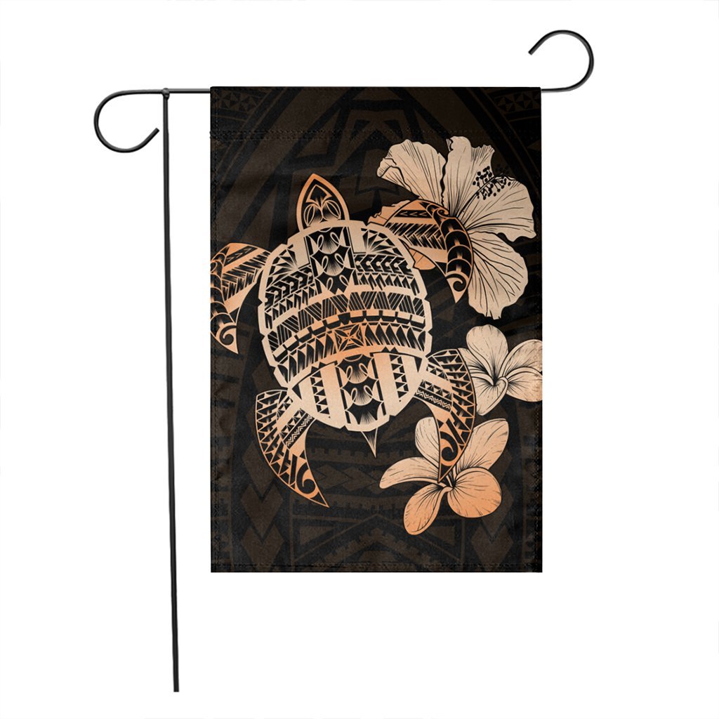Hawaiian Kanaka Hibiscus Plumeria Mix Polynesian Turtle Flag - Orange - AH - Polynesian Pride