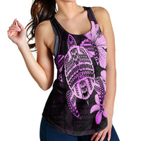 Hawaiian Kanaka Hibiscus Plumeria Mix Polynesian Turtle Racerback Tank - Pink - AH - Polynesian Pride