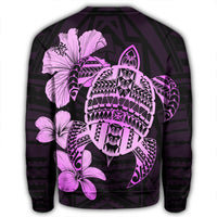 Hawaiian Kanaka Hibiscus Plumeria Mix Polynesian Turtle Sweatshirt - Pink - AH - Polynesian Pride