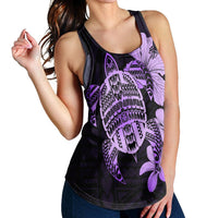 Hawaiian Kanaka Hibiscus Plumeria Mix Polynesian Turtle Racerback Tank - Violet - AH - Polynesian Pride