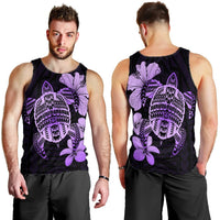 Hawaiian Kanaka Hibiscus Plumeria Mix Polynesian Turtle Tank Top - Violet - AH - Polynesian Pride