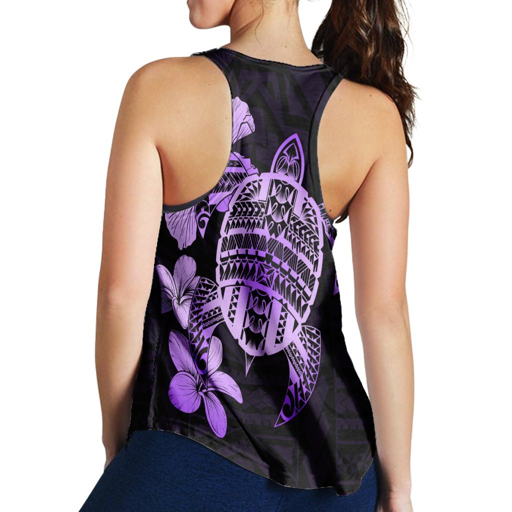 Hawaiian Kanaka Hibiscus Plumeria Mix Polynesian Turtle Racerback Tank - Violet - AH - Polynesian Pride