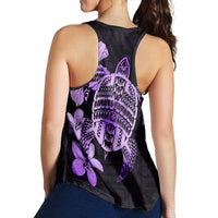 Hawaiian Kanaka Hibiscus Plumeria Mix Polynesian Turtle Racerback Tank - Violet - AH - Polynesian Pride