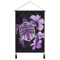 Hawaiian Kanaka Hibiscus Plumeria Mix Polynesian Turtle Hanging Poster - Violet - AH Hanging Poster Cotton And Linen - Polynesian Pride