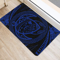 Hawaiian Kanaka Honu Hibiscus Tornado Polynesian Door Mat Blue AH - Polynesian Pride