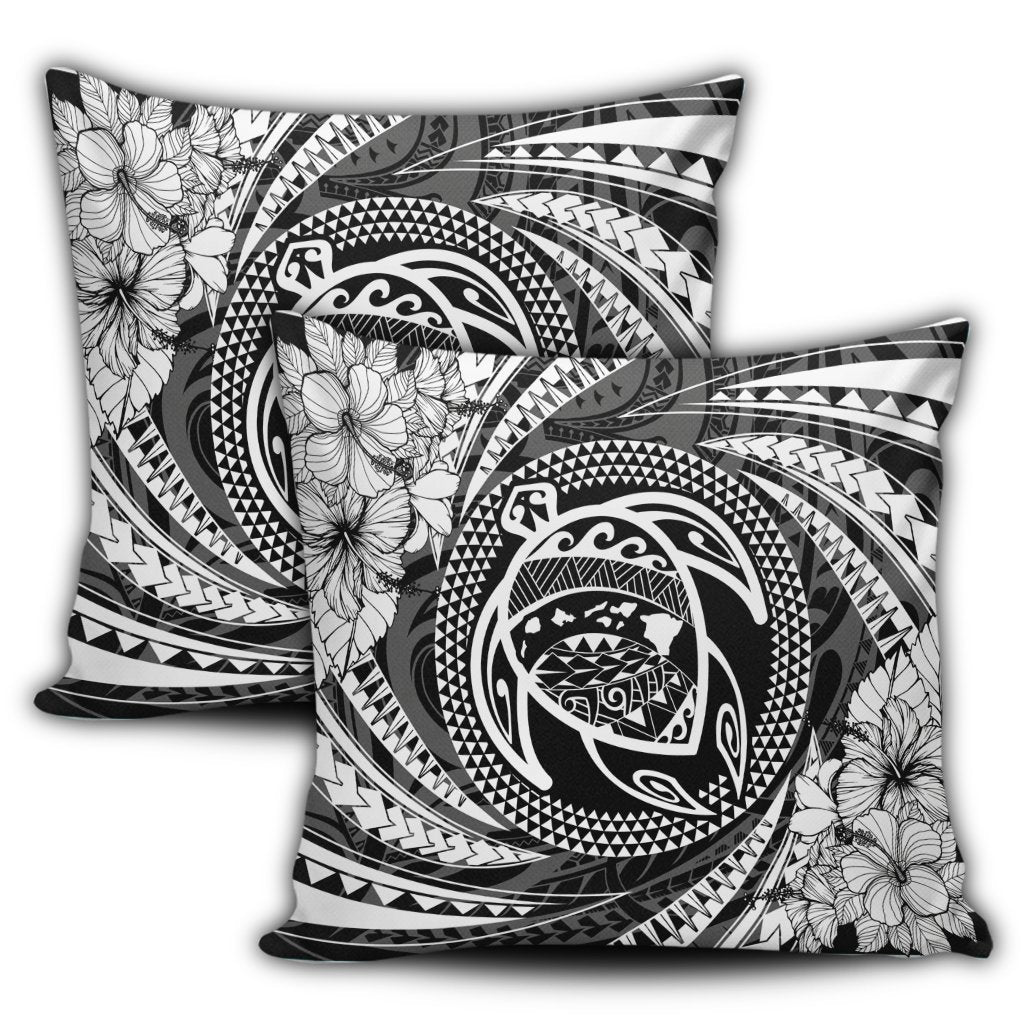 Hawaiian Kanaka Honu Hibiscus Tornando Polynesian Pillow Covers - AH - Polynesian Pride