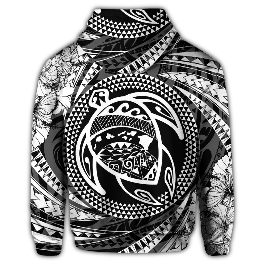 Hawaiian Kanaka Honu Hibiscus Tornando Polynesian Zip Hoodie - Polynesian Pride