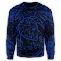 Hawaiian Kanaka Honu Hibiscus Tornando Polynesian Blue Sweatshirt - AH - Polynesian Pride