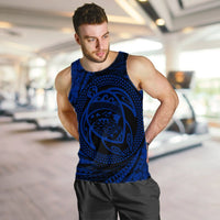 Hawaiian Kanaka Honu Hibiscus Tornando Polynesian Blue Tank Top - AH - Polynesian Pride